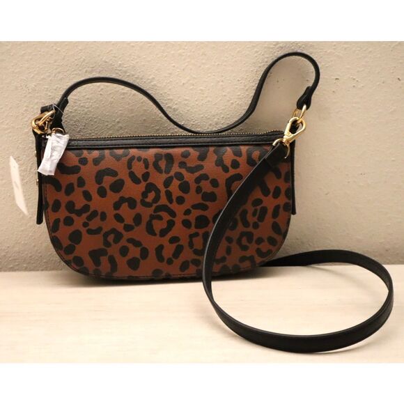 Fossil ZB11098234 Jolie Small Black/Leopard Print Crossbody/Shoulder Bag - Picture 1 of 16